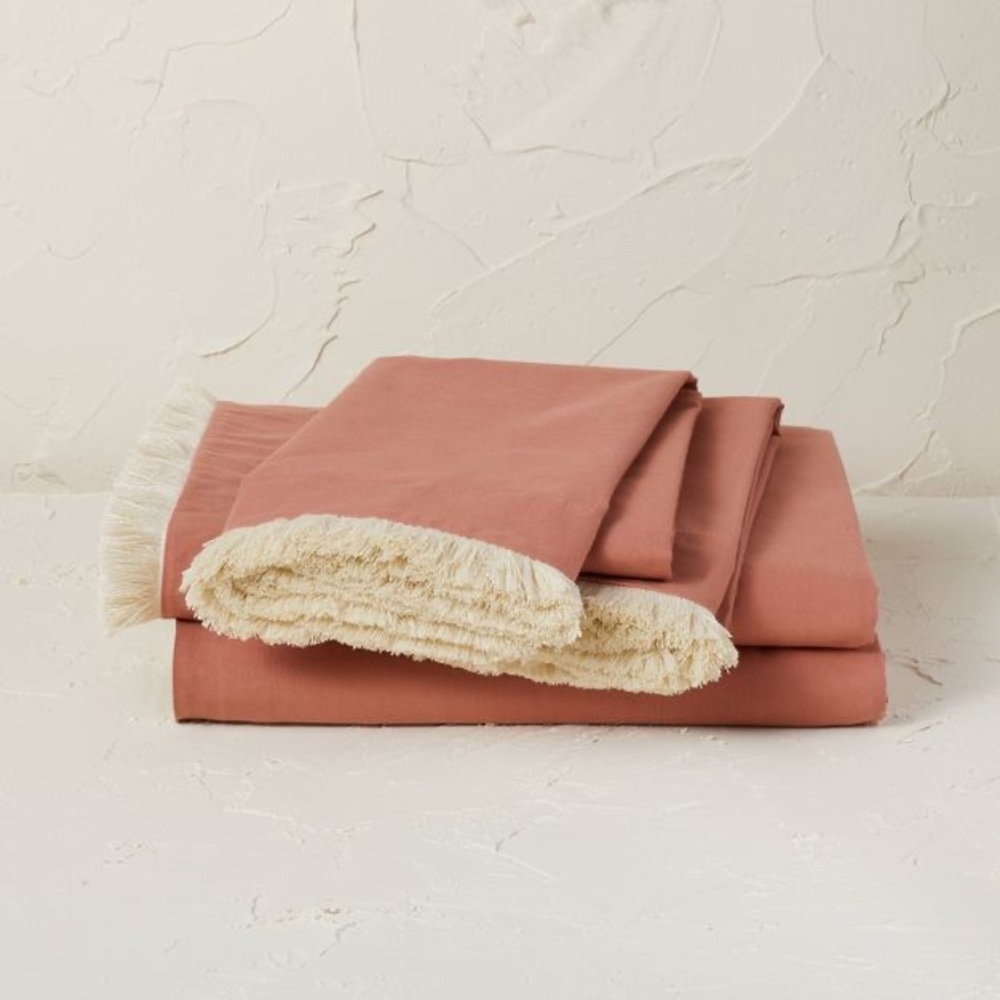 Fringe Cotton Percale Sheet Set - Opalhouse™ designed with Jungalow™ Twin NEW